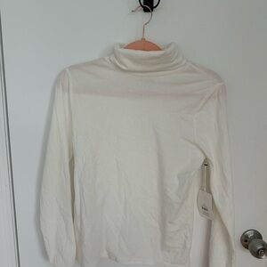 Women's White Long Sleeve Turtleneck Top